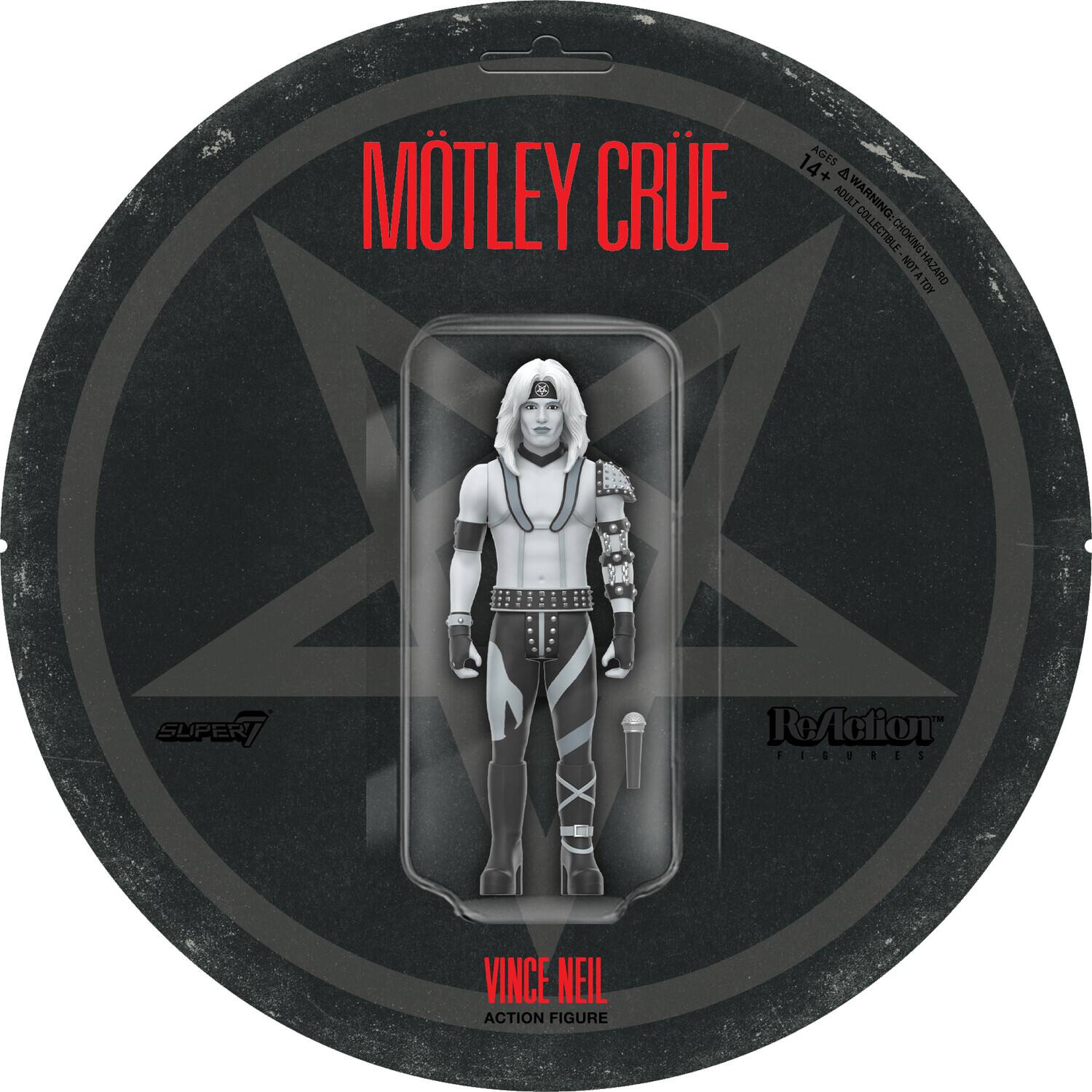 Motley Crue - Super7 - Motley Crue - ReAction Figures Wv2 - Vince Neil (Shout At The Devil - Black & - Collectibles