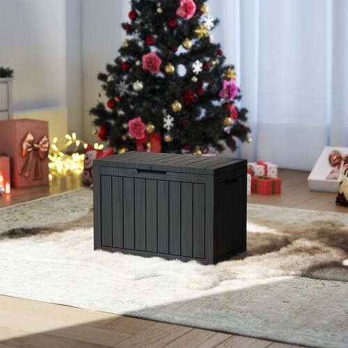 Back. Yardgrace - 45 Gallon Water Resistant Resin Lockable Deck Box - Black.