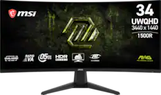 msi MAG 34 UWQHD 3440 x 1440 1500R HDR READY AI-VISION 0.5ms GTG DUAL MODE HD 400Hz RAPID VA