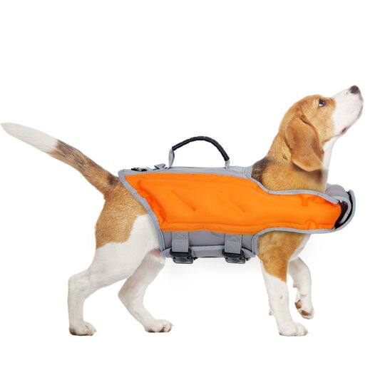 Front. Ownpets - Inflatable Dog Life Jacket with Reflective Strips, Size XL - Orange.