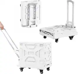 Vecelo - 27Gal Quik Cart Foldable Rolling Suitcase with Retractable Handle, Portable Utility Cart,100 lb Load - Green