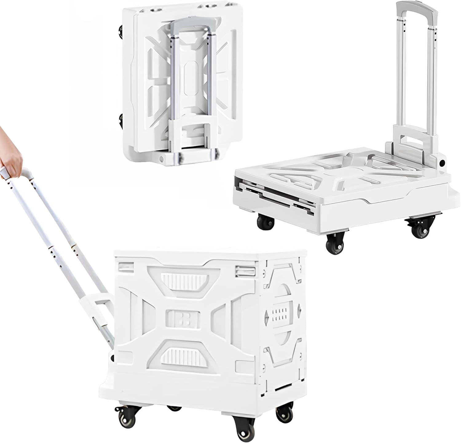 Front. Vecelo - 27Gal Quik Cart Foldable Rolling Suitcase with Retractable Handle, Portable Utility Cart,100 lb Load - Green.