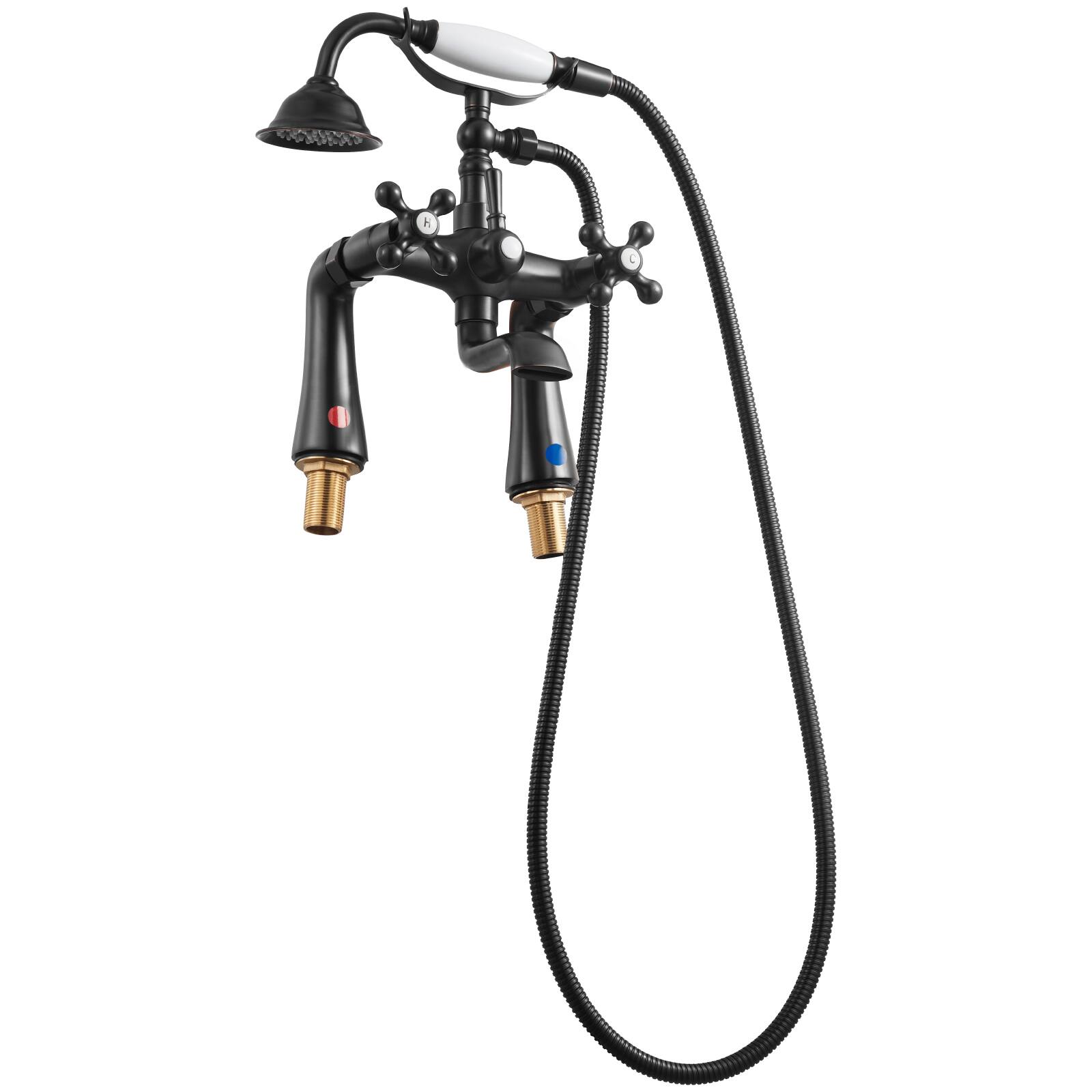 Alt View 5. VEVOR - Clawfoot Tub Faucet, Deck Mount Bathtub Faucets, Vintage Oil-Rubbed Bronze Clawfoot Tub Filler Faucet Shower Kit - Oil-Rubbed Bronze.