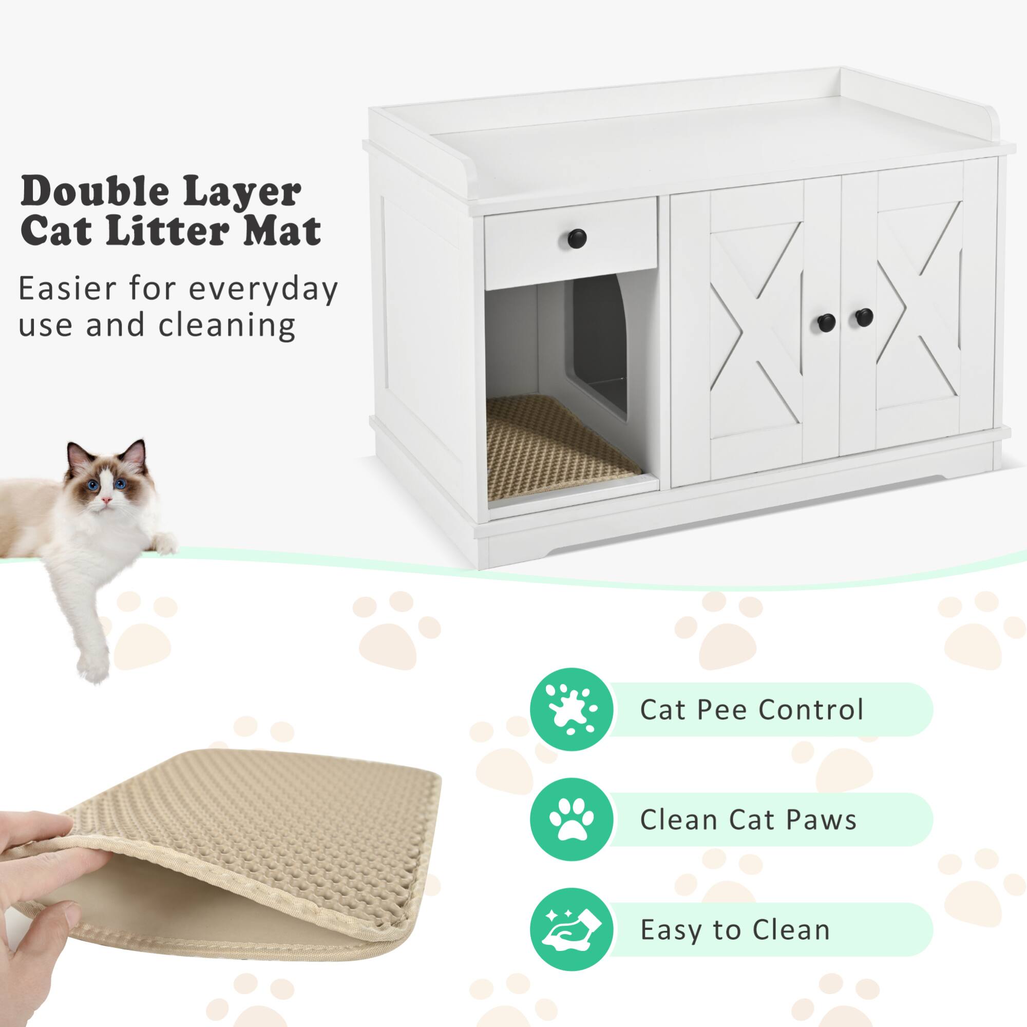 Double Layer Cat Litter Mat  
Easier for everyday use and cleaning  

- Cat Pee Control  
- Clean Cat Paws  
- Easy to Clean