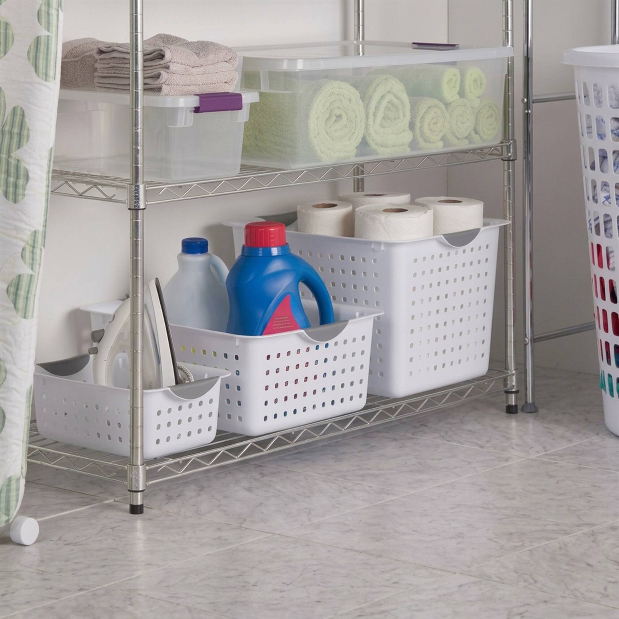 Alt View 4. Sterilite - Sterilite 6 Pack Medium and 12 Pack Small Ultra Plastic Storage Baskets, White.