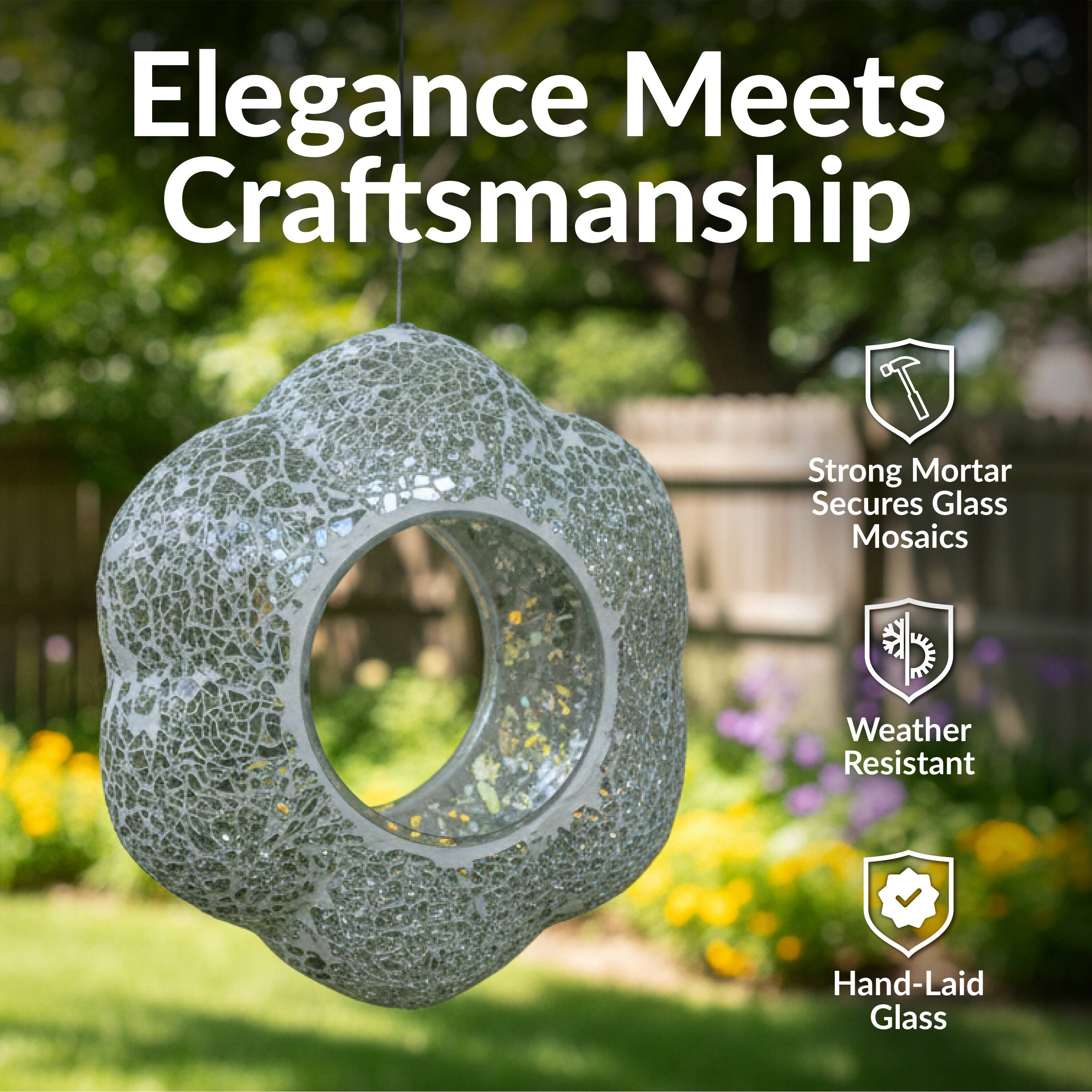 Elegance Meets Craftsmanship

- Strong Mortar Secures Glass Mosaics
- Weather Resistant
- Hand-Laid Glass