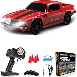 Loheer - 1:24 RC Drift Car 4WD High Speed Remote Control Car 15km/h Racing Sport Car with LED Lights Rechargeable Battery