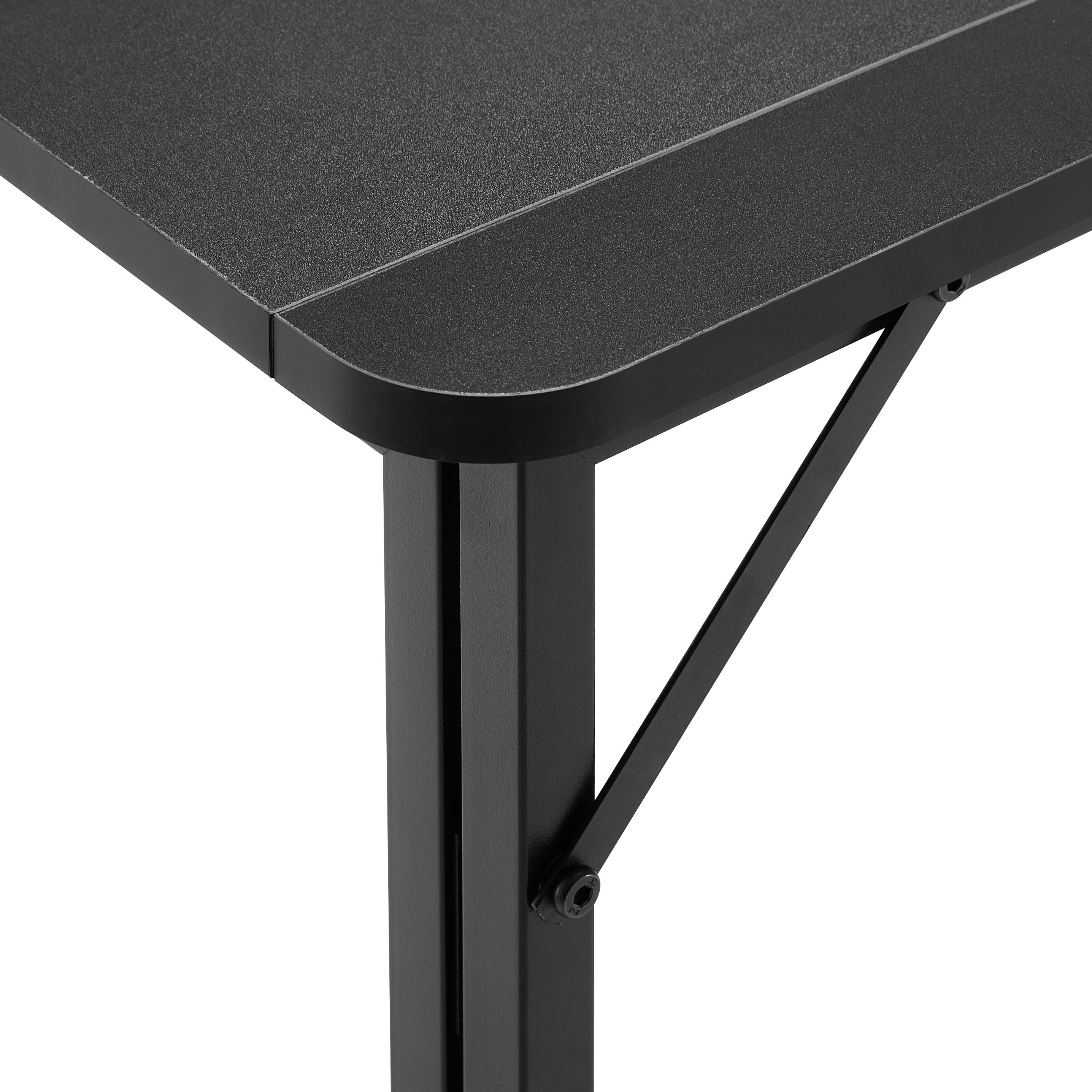 Alt View 4. PexFix - 31.5" Small Folding Desk, Space-Saving Computer Table with Wheels for Home Office & Bedroom - Black.