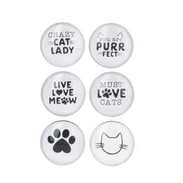 Ganz - Cat Lover Glass Magnets 6 Piece Set - White