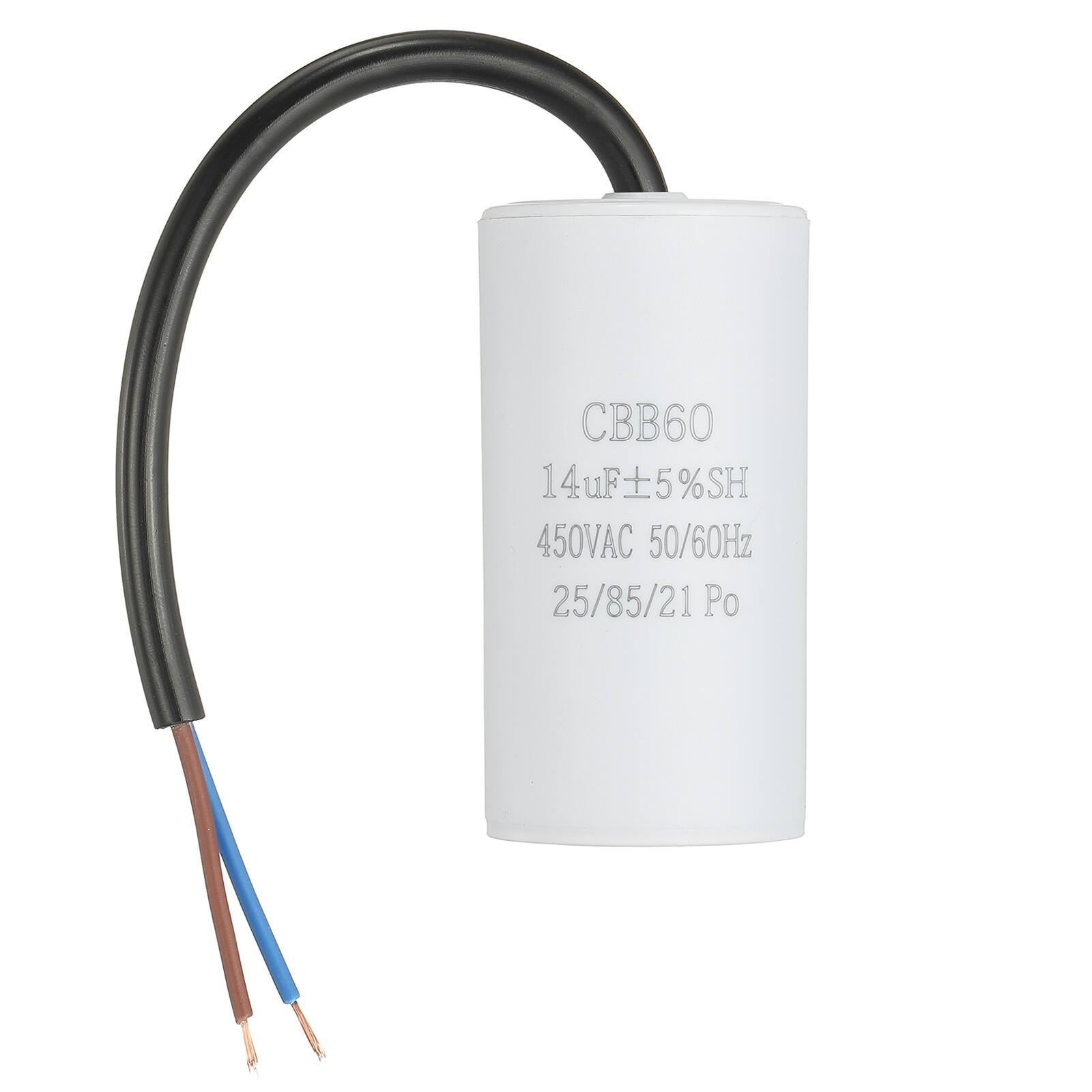 Unique Bargains - 14uF CBB60 Run Capacitor, AC 450V 2 Wires 50/60Hz Cylinder 73x37mm for Air Compressor, Water Pump - White price history on PriceWatchPro