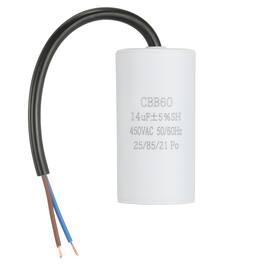 Unique Bargains - 14uF CBB60 Run Capacitor, AC 450V 2 Wires 50/60Hz Cylinder 73x37mm for Air Compressor, Water Pump - White