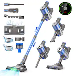 Teendow - 300W Cordless Stick Vacuum, 50kPa Suction Lightweight Vacuum Cleaner for Pet Hair, Hard Floors and Carpets - Blue