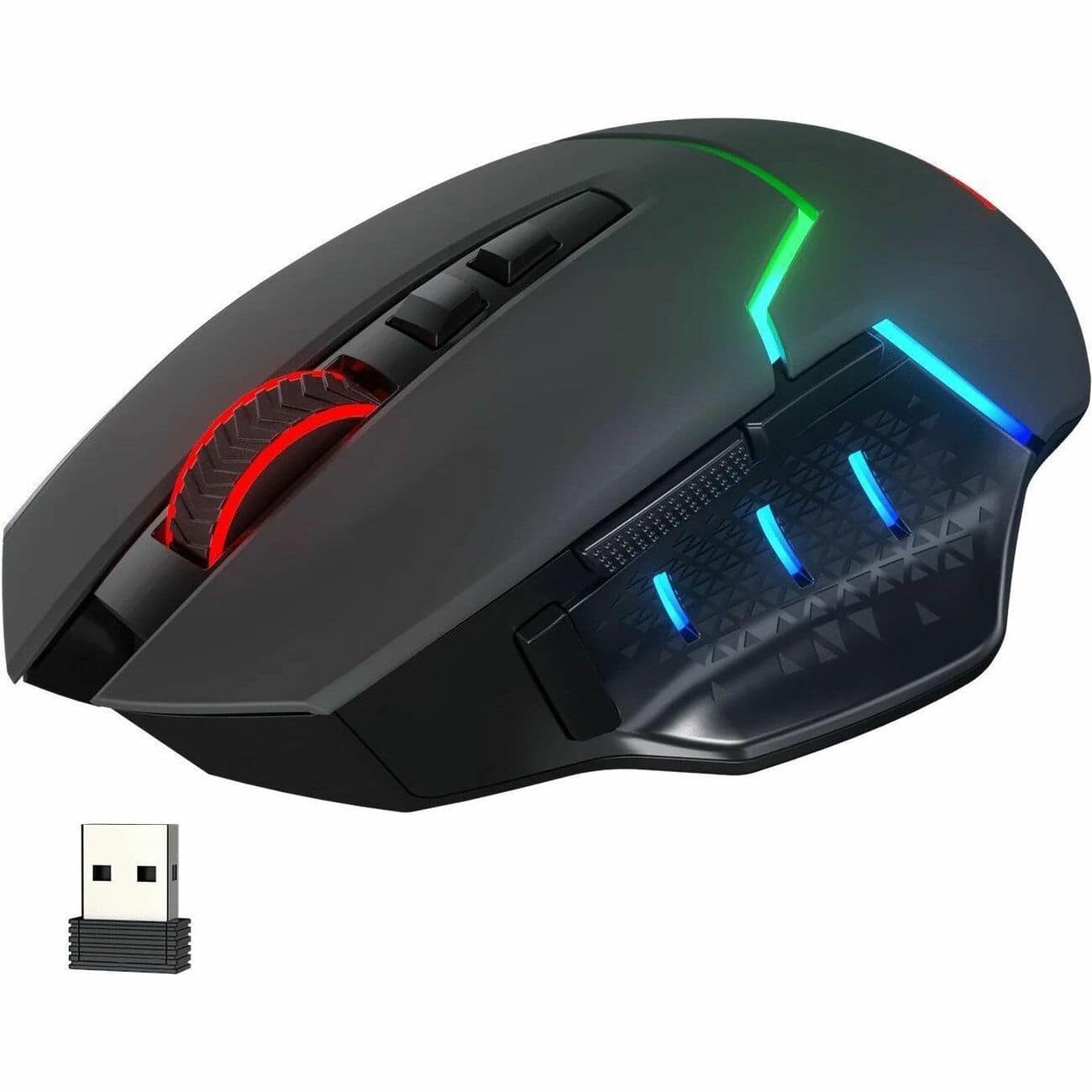 REDRAGON - M690 PRO Wireless Gaming Mouse, 8000 DPI, w/ Rapid Fire Key, 8 Macro Buttons, Ergonomic Design for PC/Mac/Laptop - Wireless - Black