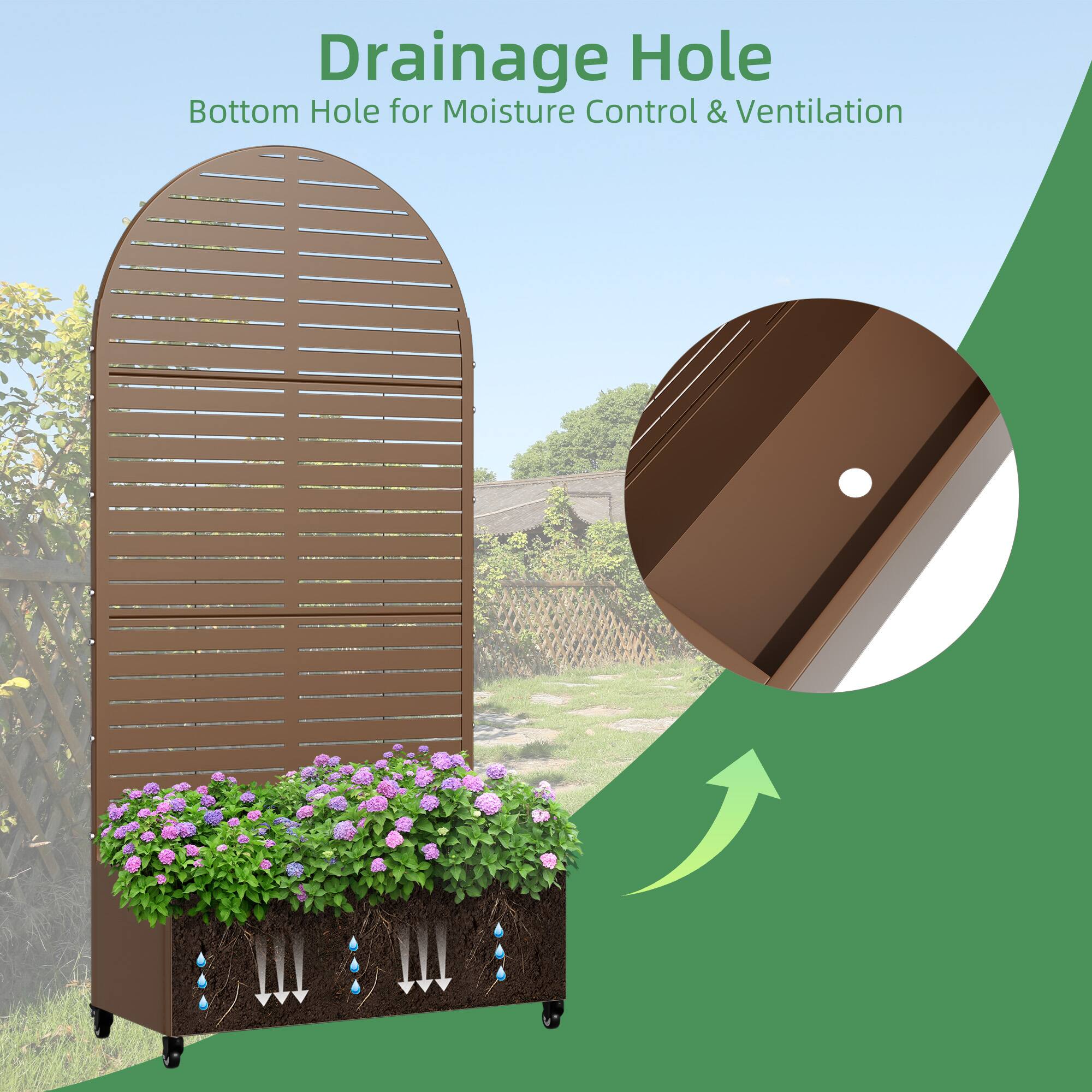 Drainage Hole  
Bottom Hole for Moisture Control & Ventilation