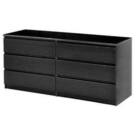 Hivvago - Modern 6 Drawer Double Dresser - Black