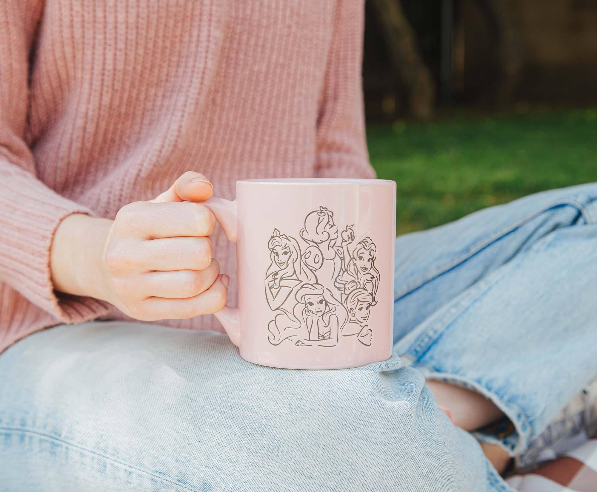 Alt View 4. Silver Buffalo - Disney Princess Pink Wax-Resist Ceramic Mug | Holds 14 Ounces - Pink.
