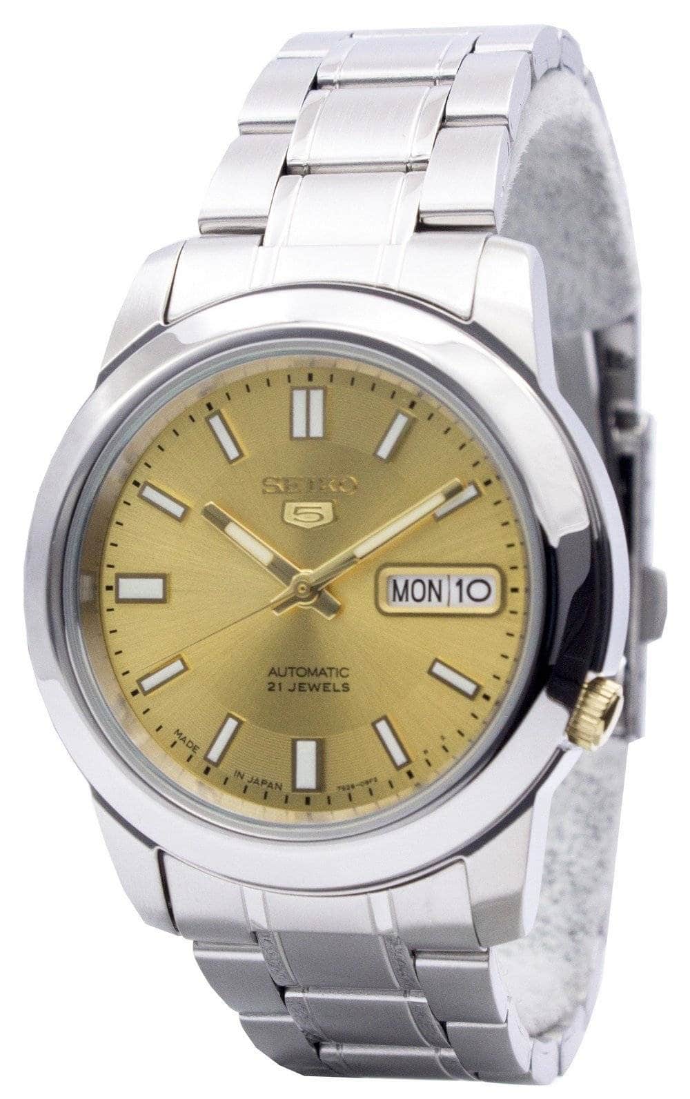 Seiko - Automatic 21 Jewels Japan Made SNKK13 SNKK13J1 SNKK13J Men's Watch - Silver and Gold