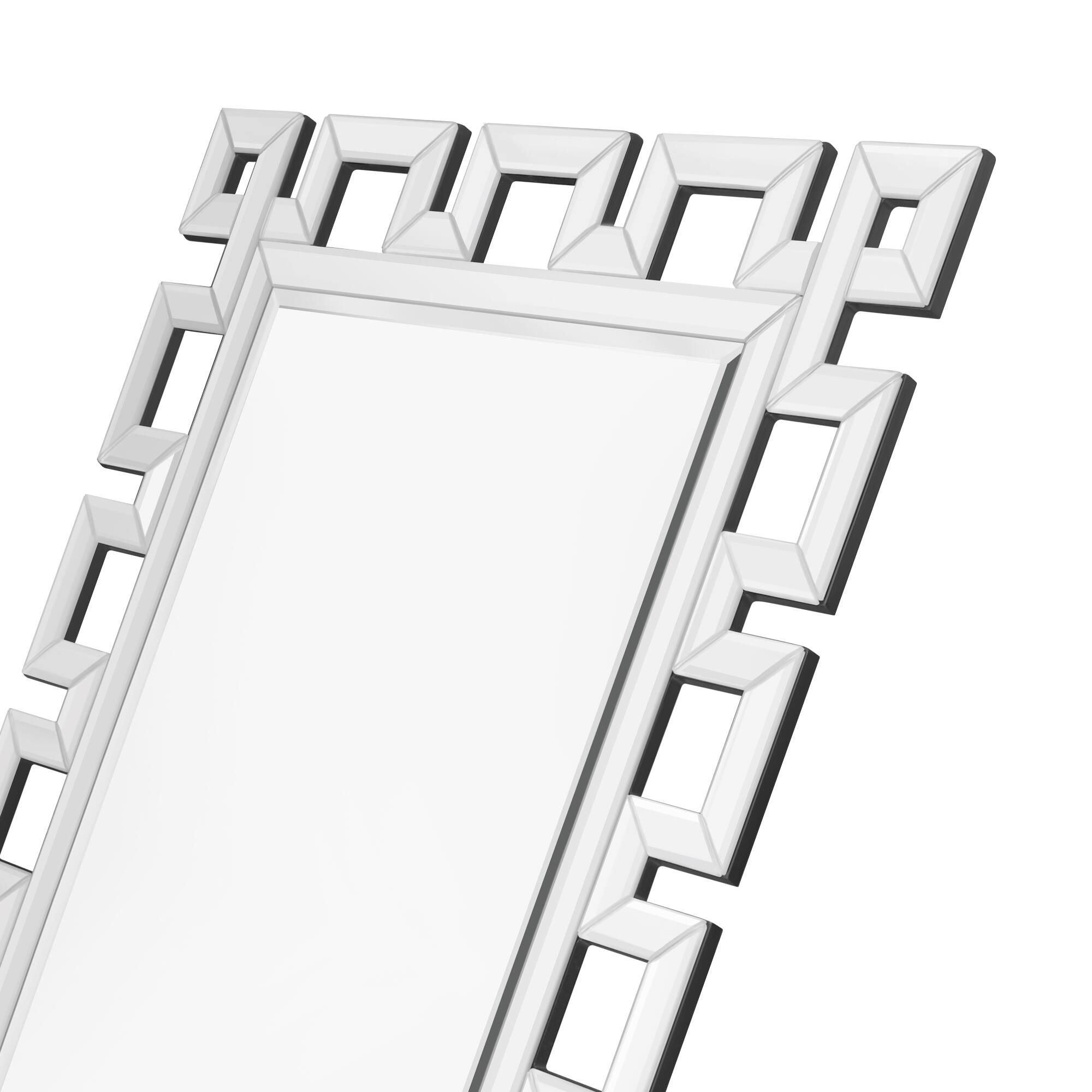 Alt View 6. Breezary - 36 x 24 Modern Rectangle Wall Mirror Beveled Crystal Hollow Frame Decorative Vanity for Bathroom Bedroom Living Room - Black.