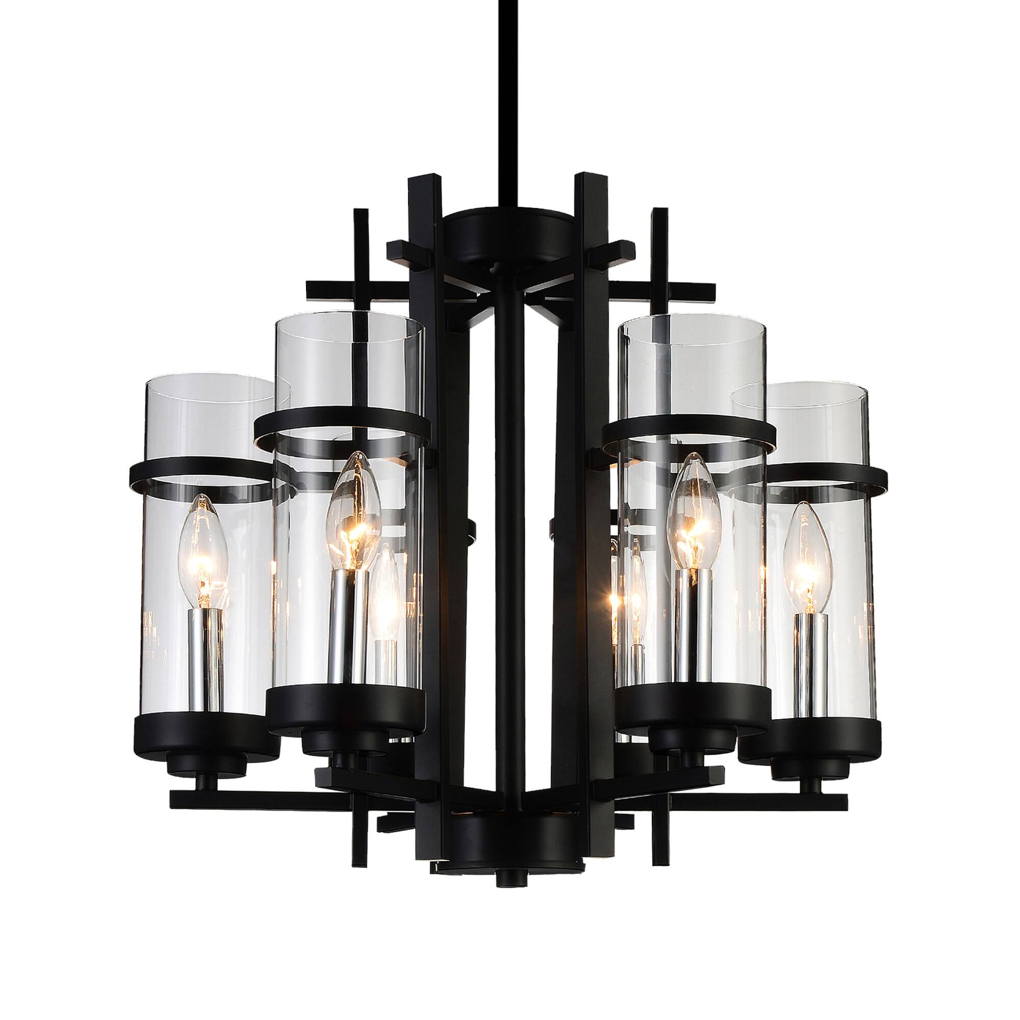 Angle. CWI Lighting - Sierra 6 Light Up Chandelier With Black Finish - Black.