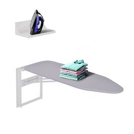 Ivation - Wall Mounted Ironing Board, 36.2” x 12.2” Fold Down Iron Board with Storage Shelf - Gray