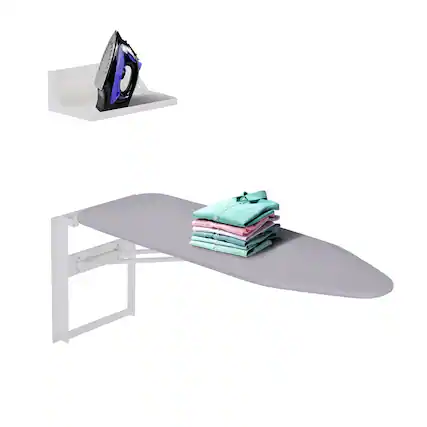 Front. Ivation - Wall Mounted Ironing Board, 36.2” x 12.2” Fold Down Iron Board with Storage Shelf - Grey.
