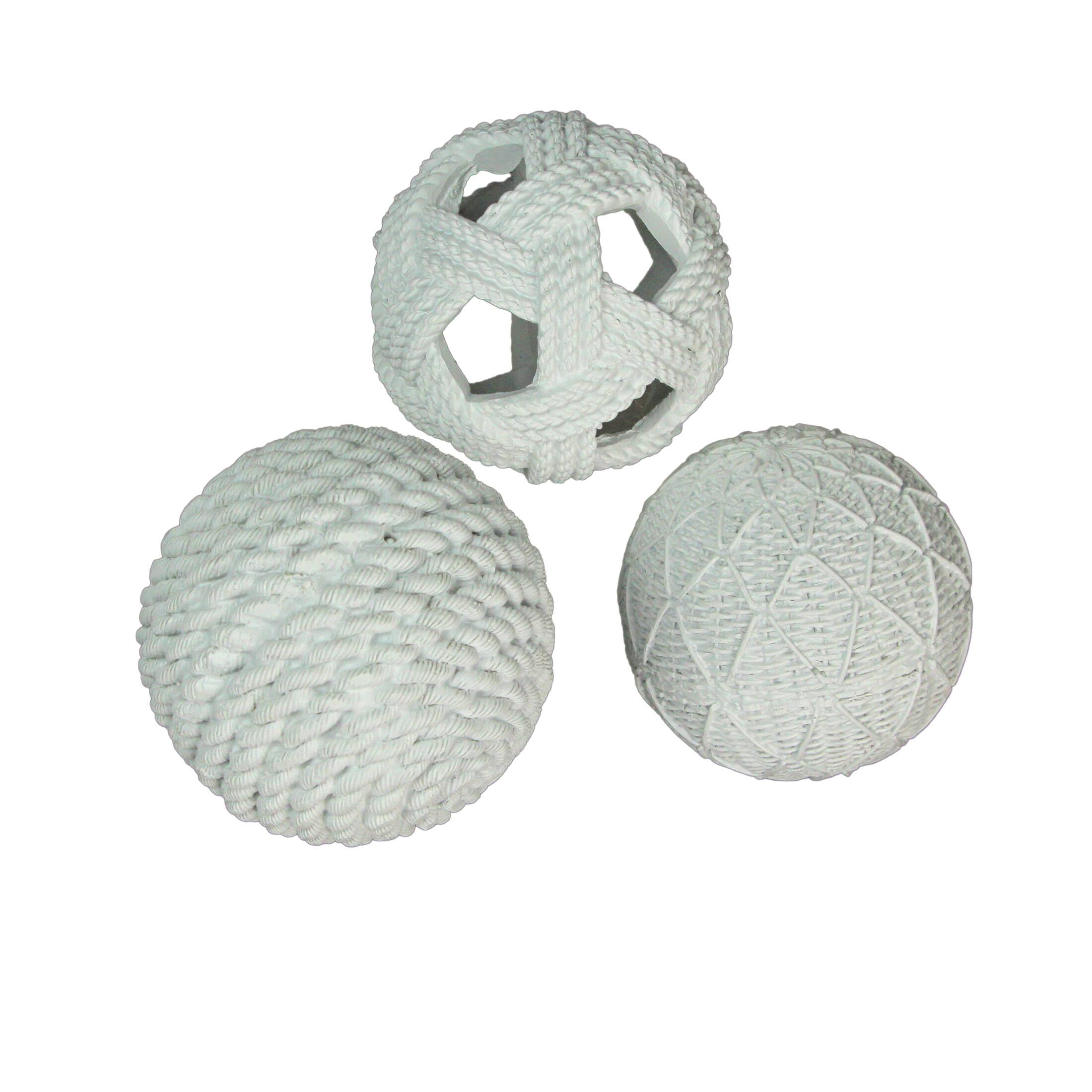 Alt View 1. Things2Die4 - White Orb Rope Balls – 4" Coastal Accent Orbs for Nautical-Inspired Home Decor - White.