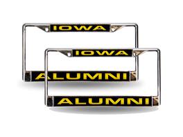 Rico Industries - Iowa Hawkeyes Alumni Chrome Metal (Set of 2) Laser Cut License Plate Frames - Multi