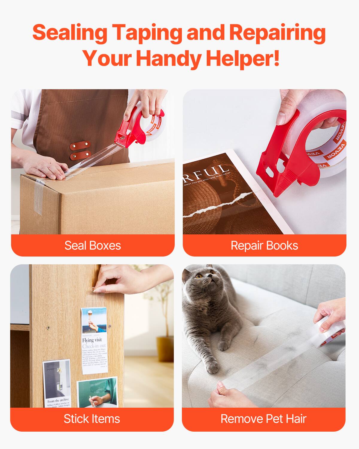 Sealing Taping and Repairing Your Handy Helper!

- Seal Boxes
- Repair Books
- Stick Items
- Remove Pet Hair