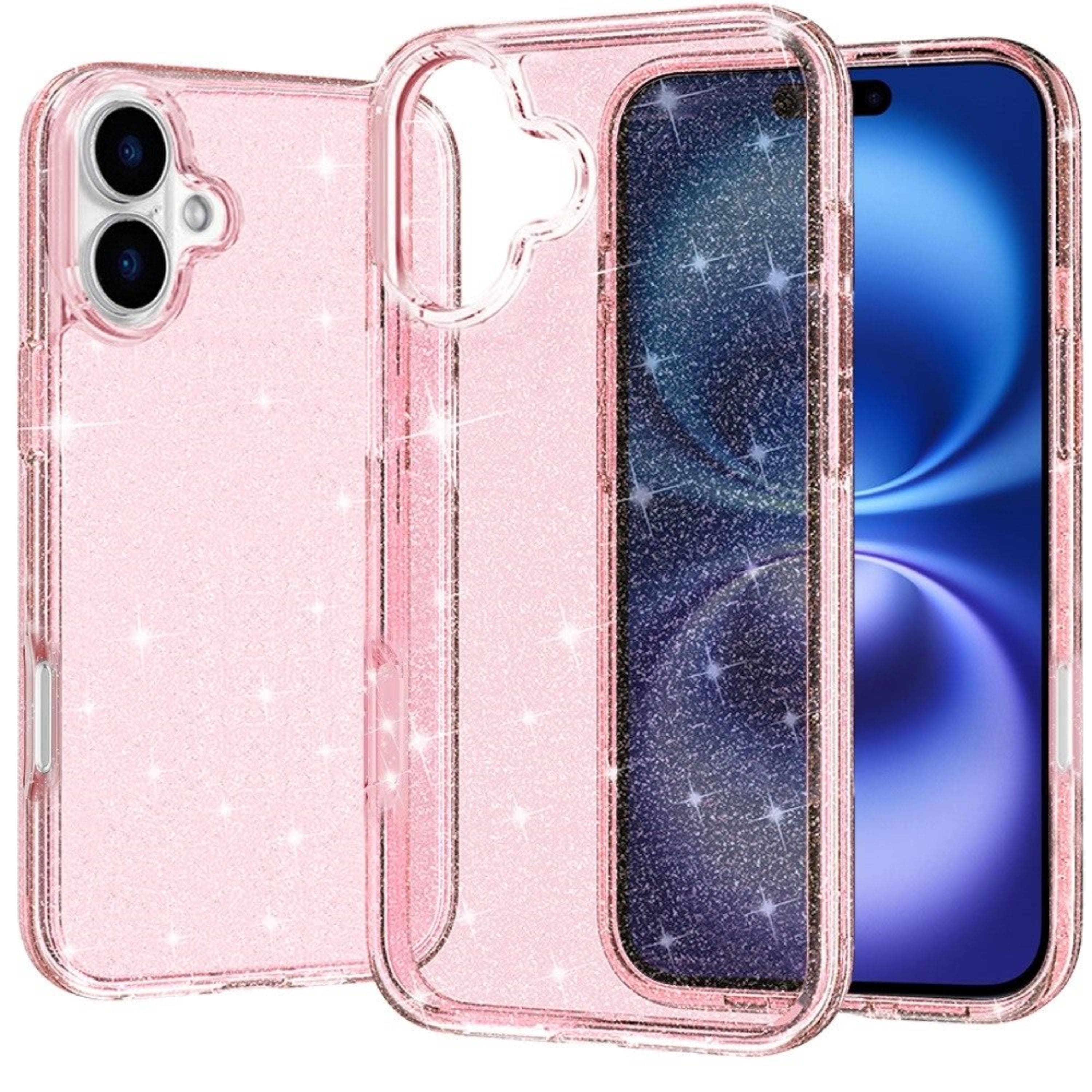 Kitcheniva - Glitter Thick 3mm Translucent Phone Cover Plus Tempered Glass For iPhone 17 - Pink price history on PriceWatchPro