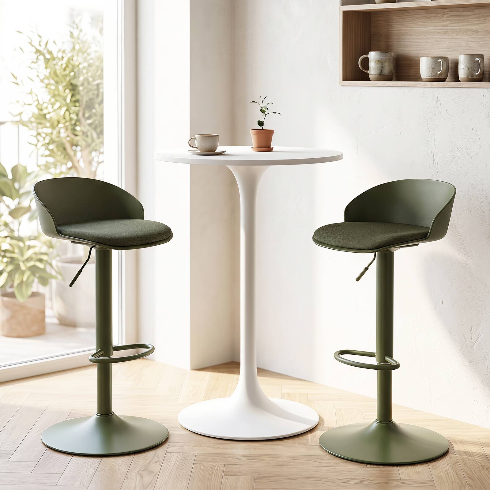 Gymax Set of 4 Adjustable Swivel Bar Stools w/ Back & Footrest Loads ...