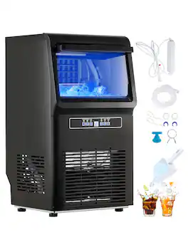 VEVOR - Commercial Ice Maker Machine, 70lbs/24H Ice Maker Machine with 12lbs Storage Capacity, 36 Ice Cubes in 15 Minutes - Black