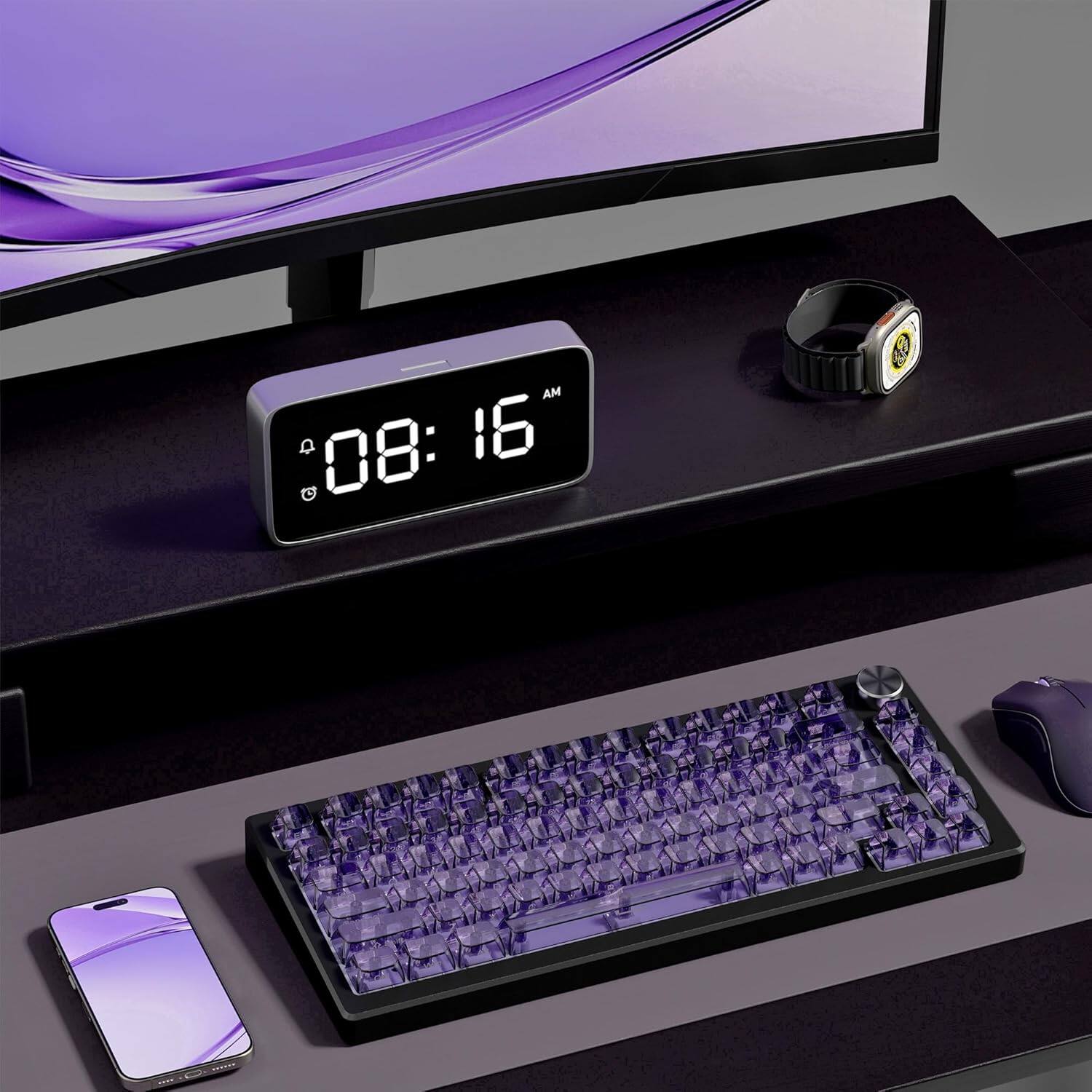 Alt View 2. Womier - Clear keycaps,Side-Printed Crystal keycap Set,Shine Through MDA Profile for Cherry Mx Switches Mechanical Keyboard - Purple.