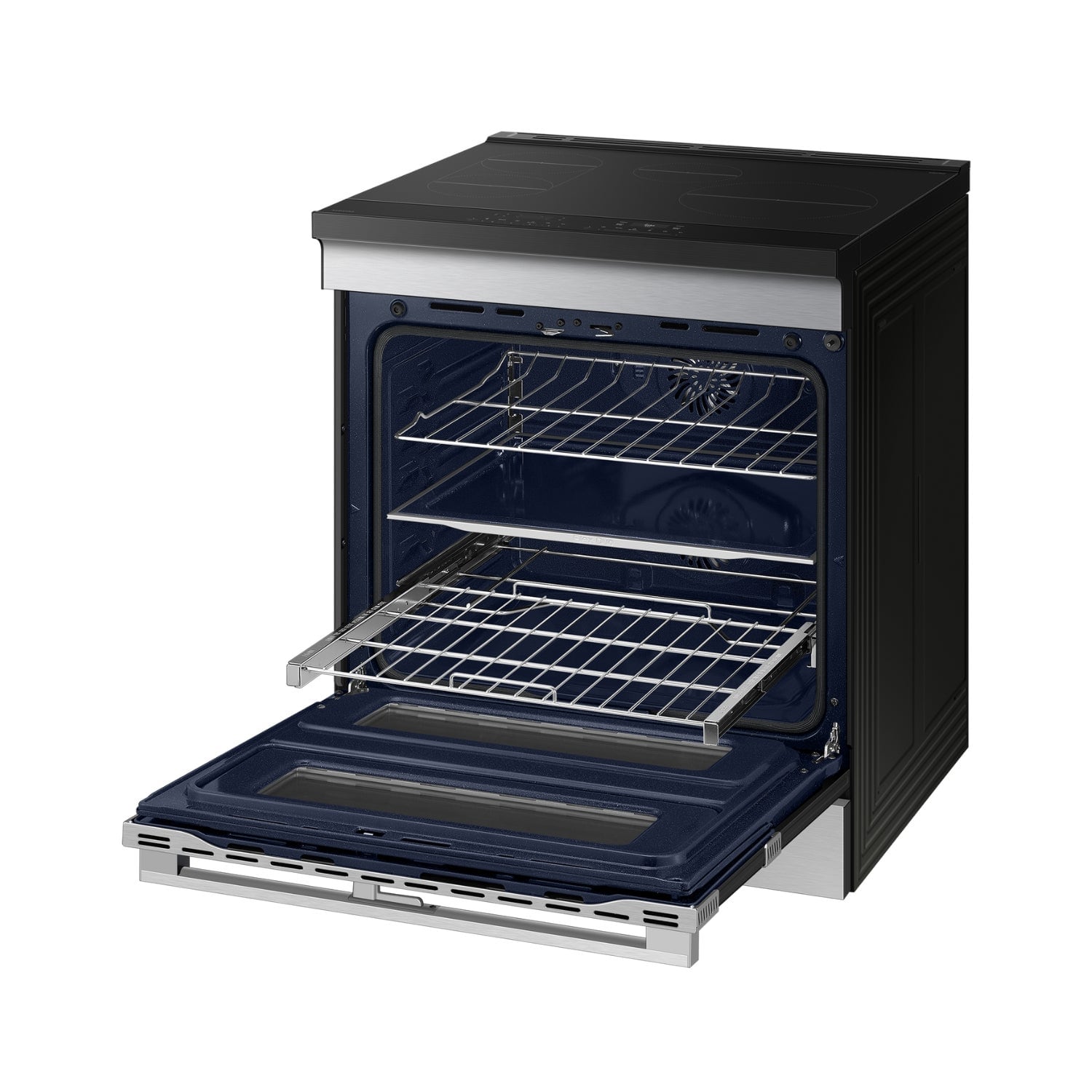 Alt View 14. Samsung - Bespoke 6.3 Cu. Ft. Slide-In Electric Induction Convection Range with Flex Duo Convertible Double Oven Technology - Stainless Steel.