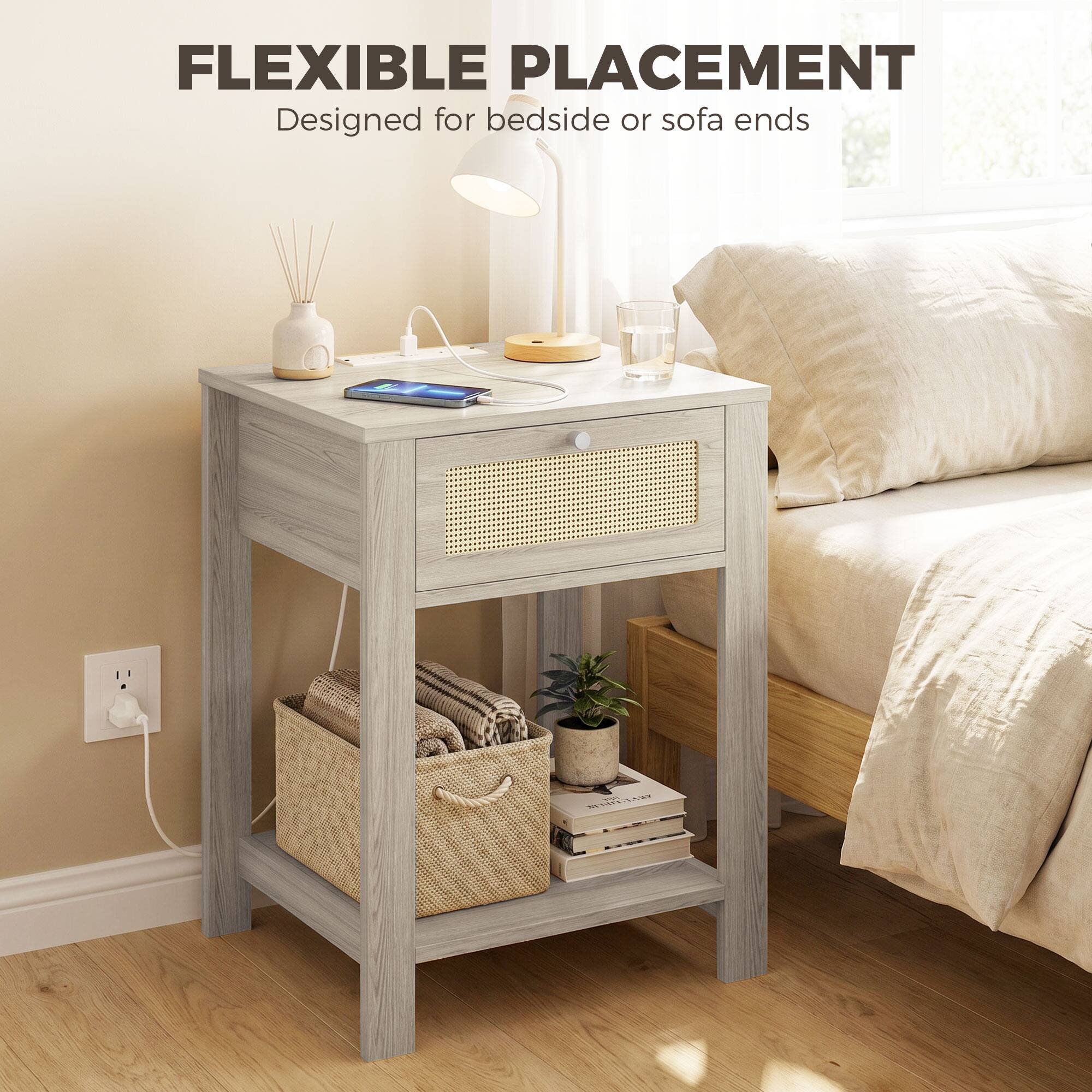 FLEXIBLE PLACEMENT  
Designed for bedside or sofa ends