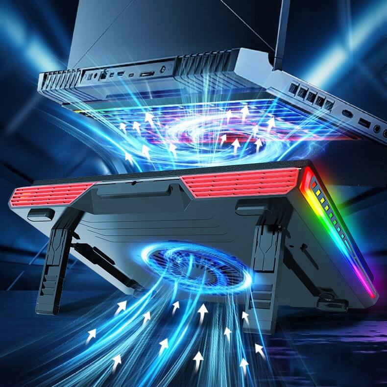 Alt View 2. Cluzine - Compressed Air Notebook Cooler RGB Turbine Fan Heat Dissipation Stand.