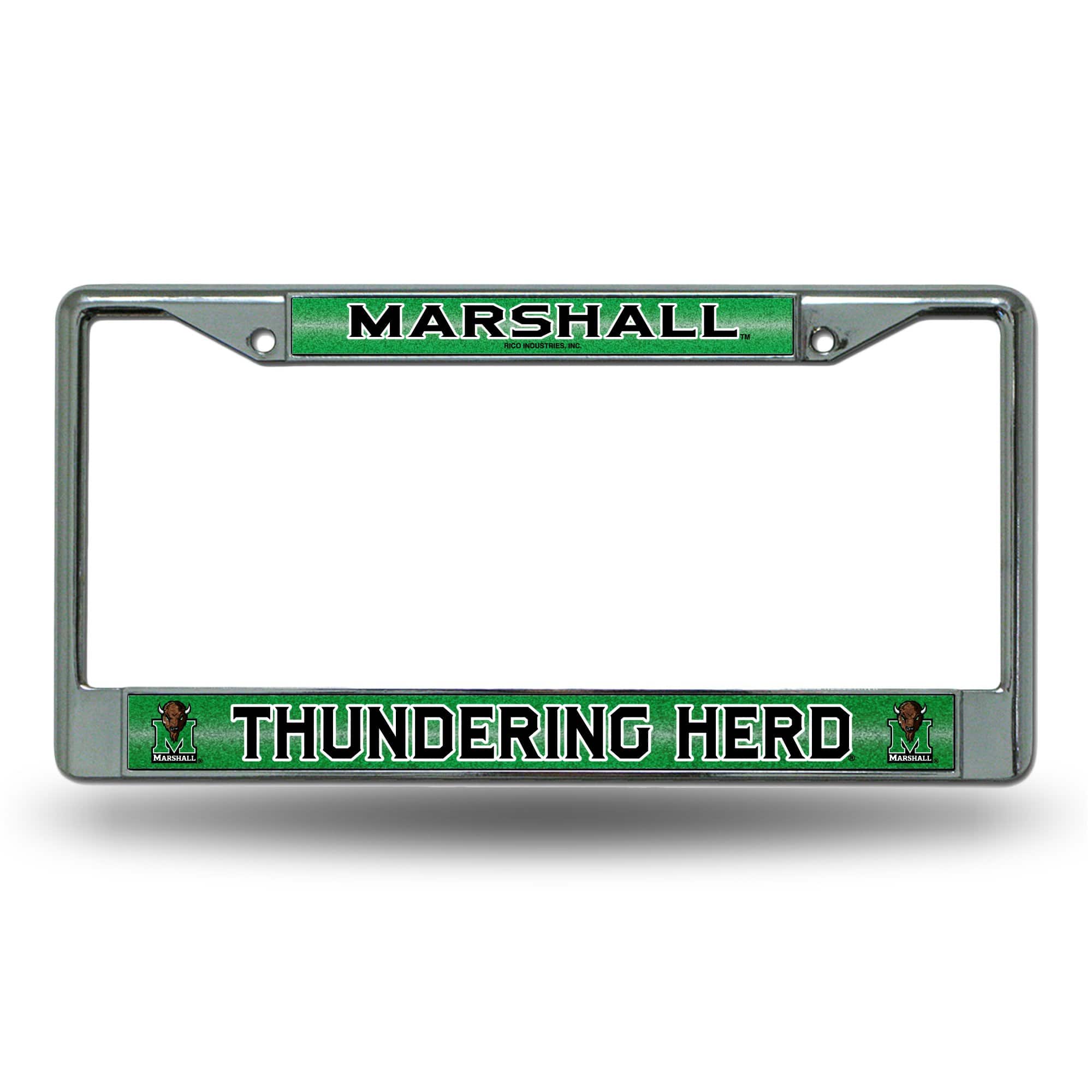 Rico Industries - Marshall University Thundering Herd Sparkly Glitter Bling Look Chrome License Plate Frame - Multi
