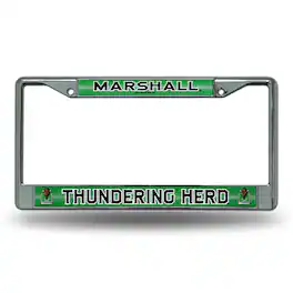Rico Industries - Marshall University Thundering Herd Sparkly Glitter Bling Look Chrome License Plate Frame - Multi