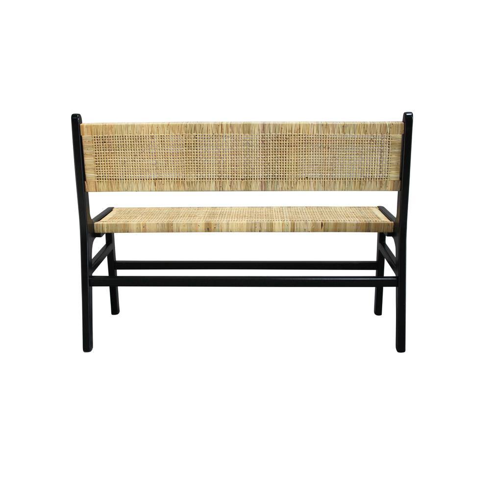 Alt View 3. Carolina Chair & Table - Leana Rattan Bench - Black - Black, Natural.