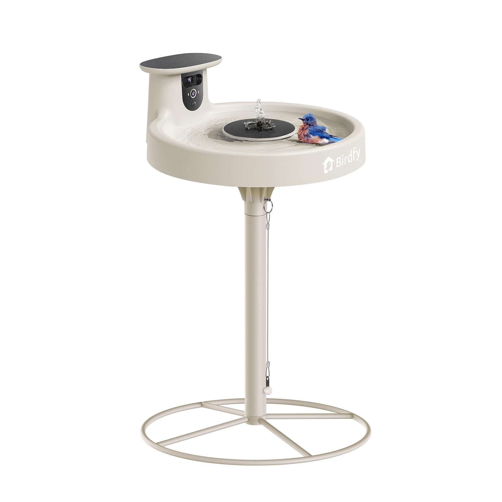 BIRDFY - Smart Bird Bath with Camera, Solar Powered Fountain&Stand, Dual-Lens HD View, Auto Capture&AI Identify(Lifetime Free) - White