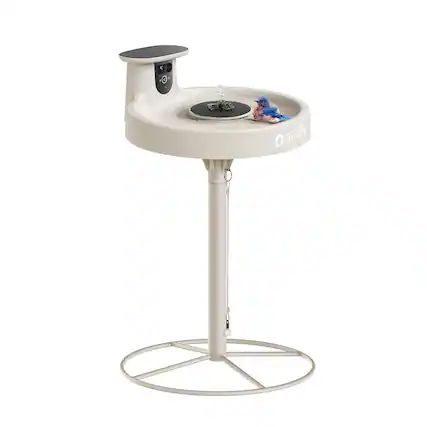 Front. BIRDFY - Smart Bird Bath with Camera, Solar Powered Fountain&Stand, Dual-Lens HD View, Auto Capture&AI Identify(Lifetime Free) - White.