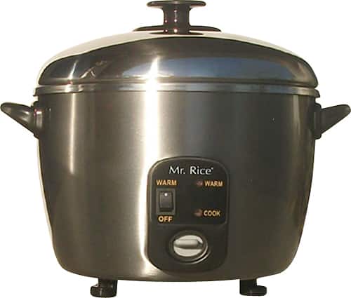 Front. SPT - 3-Cup Rice Cooker and Steamer - Stainless-Steel.