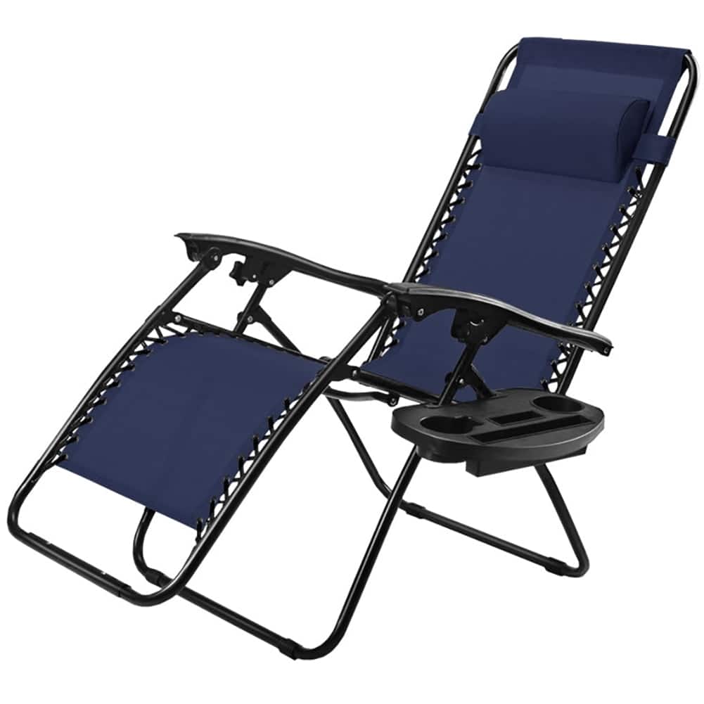 Kadyn - Outdoor Folding Zero Gravity Reclining Lounge Chair, Zero Gravity Lawn Lounge Chairs with Cup Holder - Blue