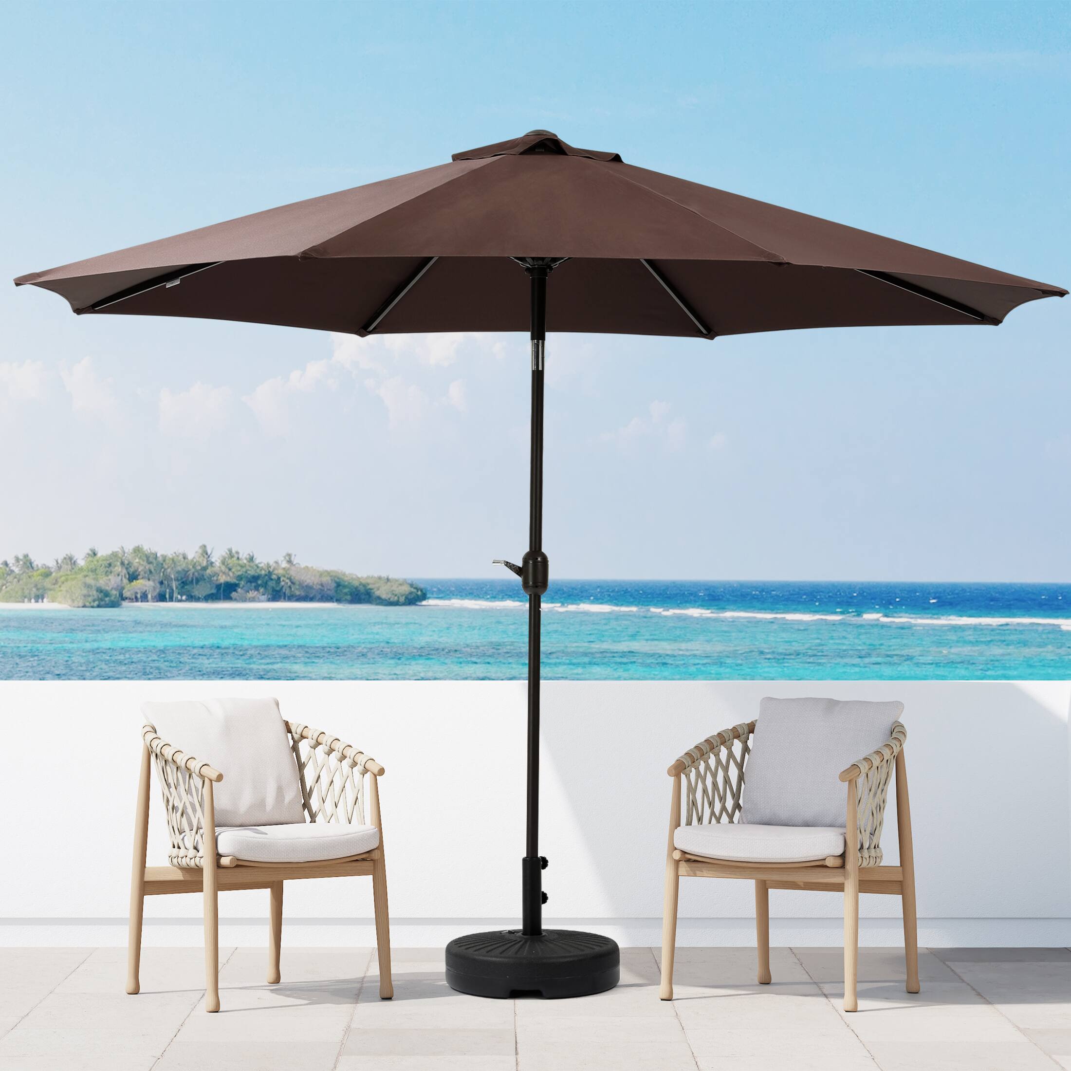 Angle. WestinTrends - WestinTrends Paolo 9 ft. Patio Table Umbrella with tilt and crank features - Coffee.
