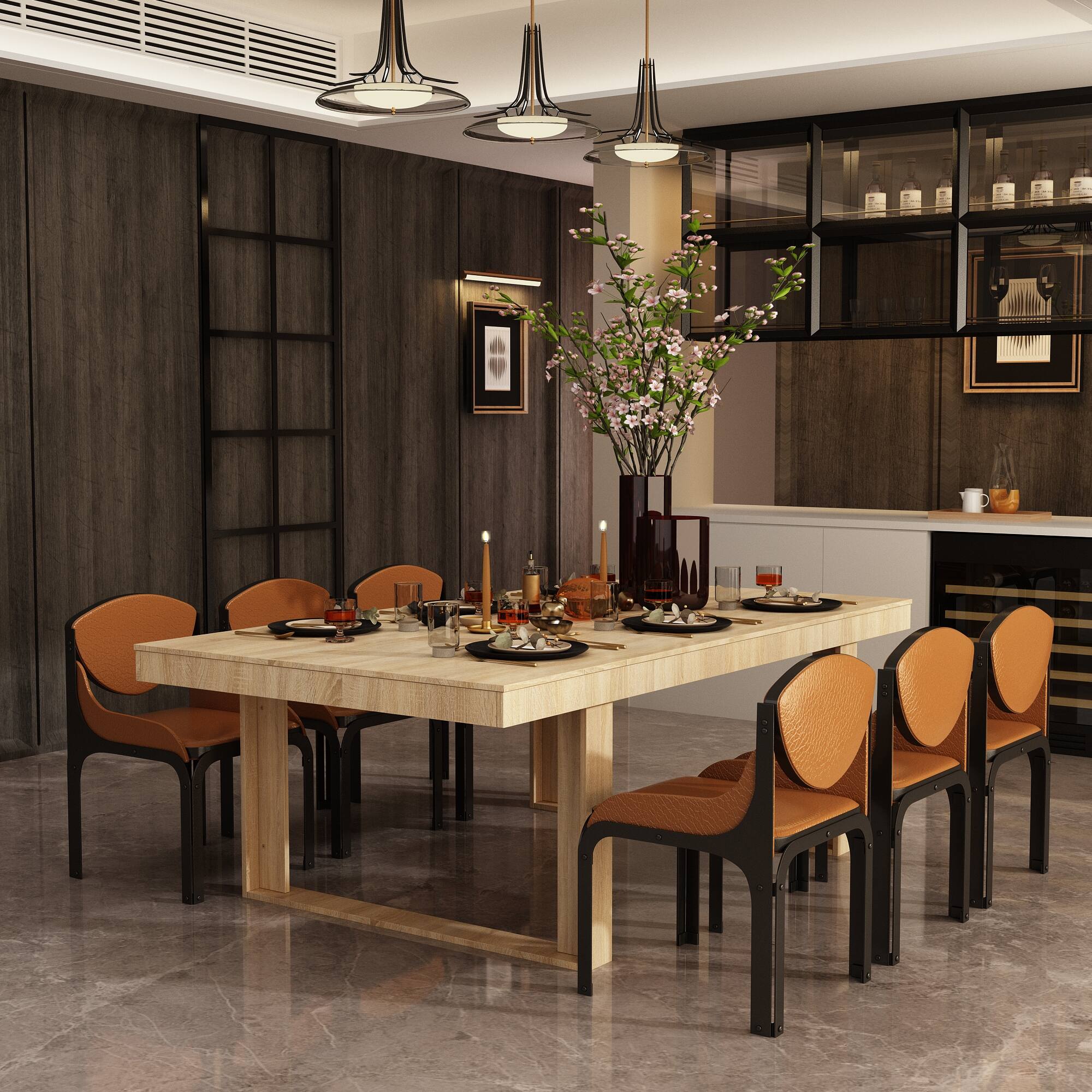 Alt View 9. FUFU&GAGA - FUFU&GAGA Modern Office Conference Table - Multipurpose Meeting, Team Collaboration & Workspace Desk - Wooden.