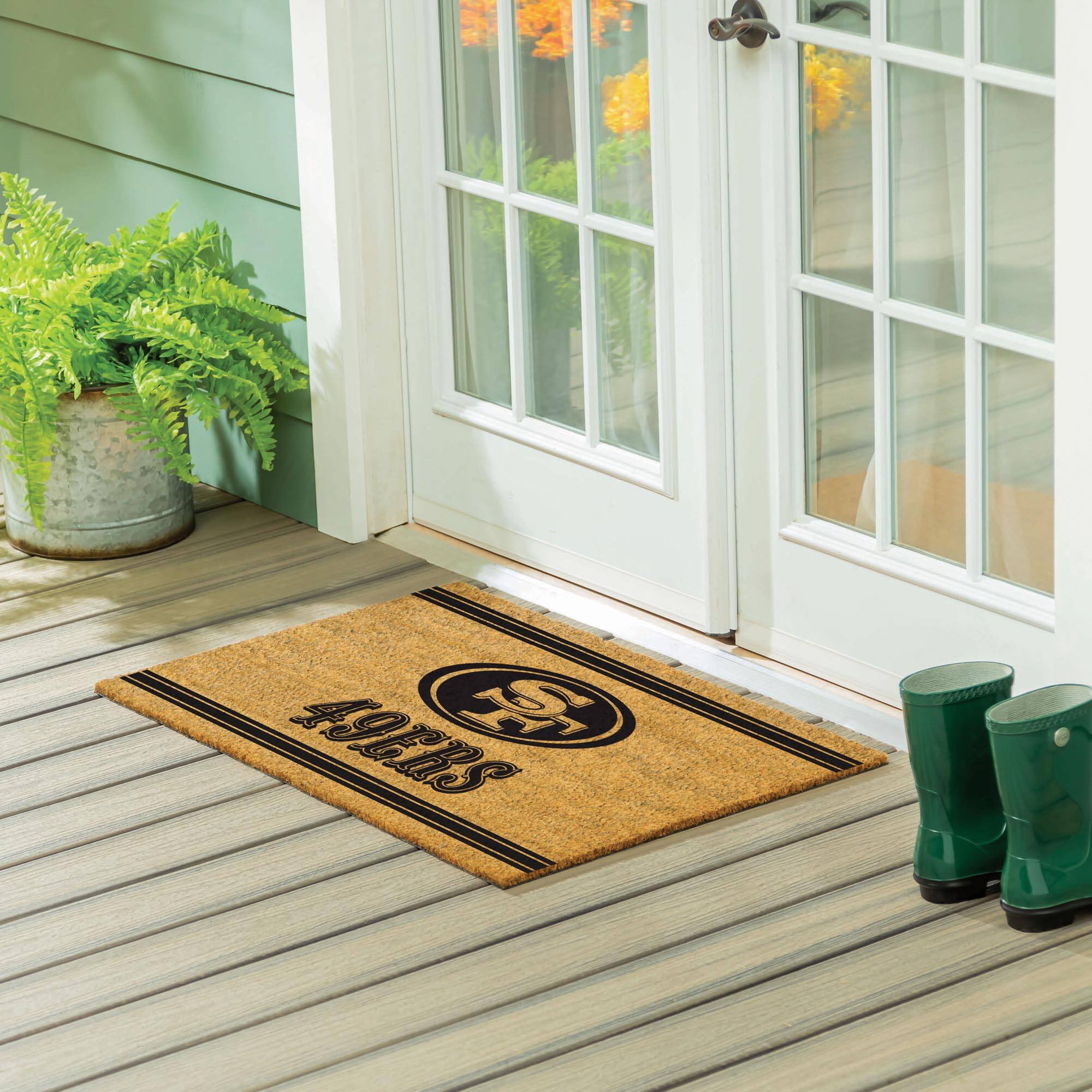 Alt View 1. Evergreen Enterprises - San Francisco 49ers 24" x 36" Outdoor Monochrome Team Logo Coir Mat - Brown.