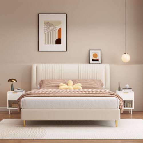 Back. LUCKY ONE - 22.8" Assembled White Nightstand 1-Drawer 1-Shelf Gold Handle - White.