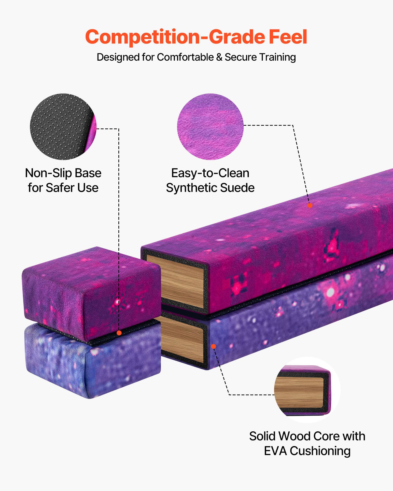 Competition-Grade Feel  
Designed for Comfortable & Secure Training  

- Non-Slip Base for Safer Use  
- Easy-to-Clean Synthetic Suede  
- Solid Wood Core with EVA Cushioning