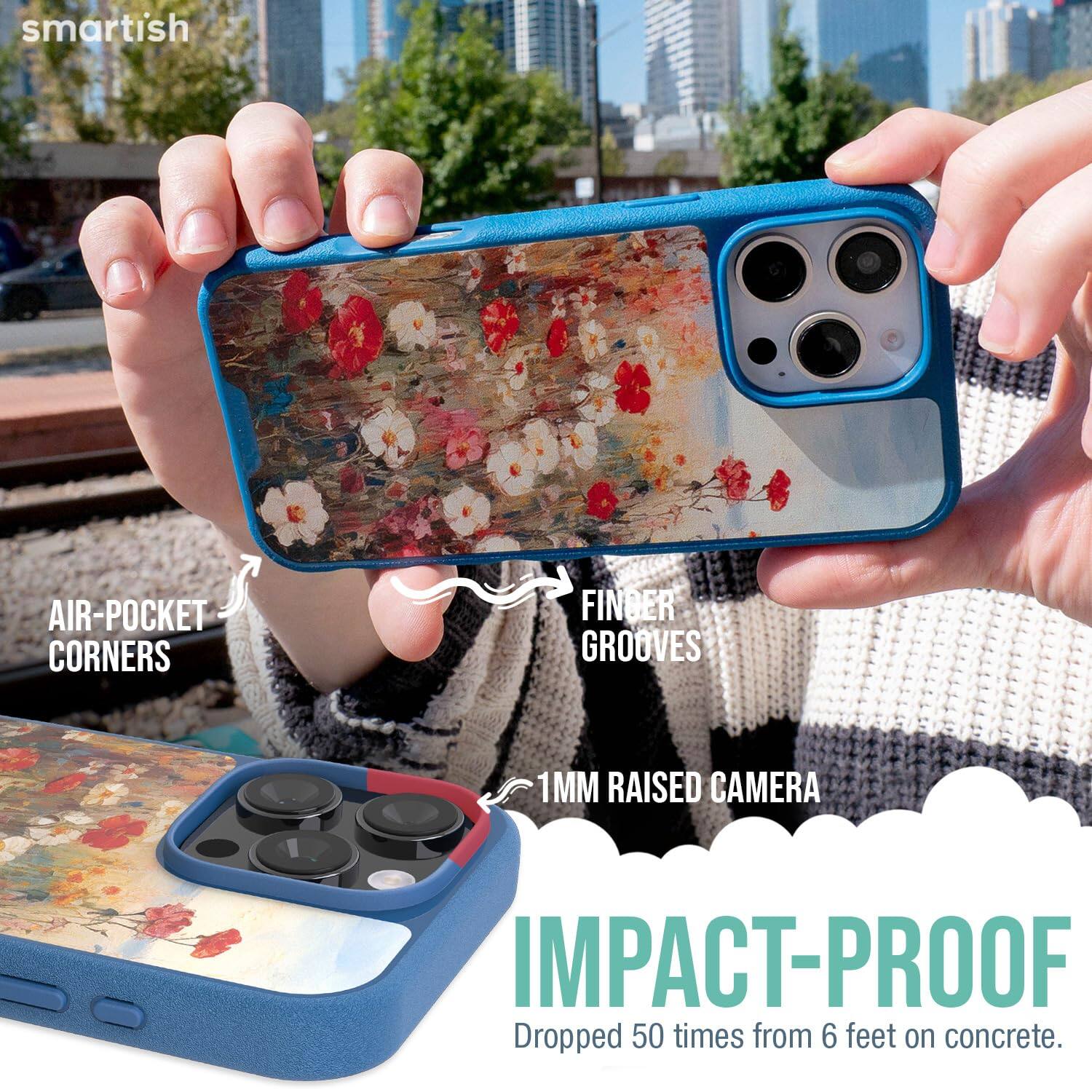 smartish  
AIR-POCKET CORNERS  
FINDER GROOVES  
1MM RAISED CAMERA  
IMPACT-PROOF  
Dropped 50 times from 6 feet on concrete.