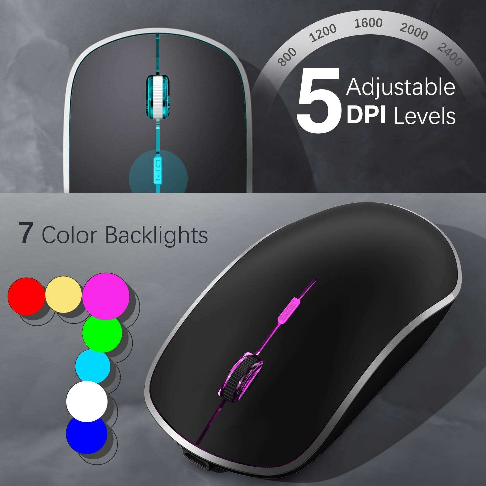 5 Adjustable DPI Levels  
7 Color Backlights