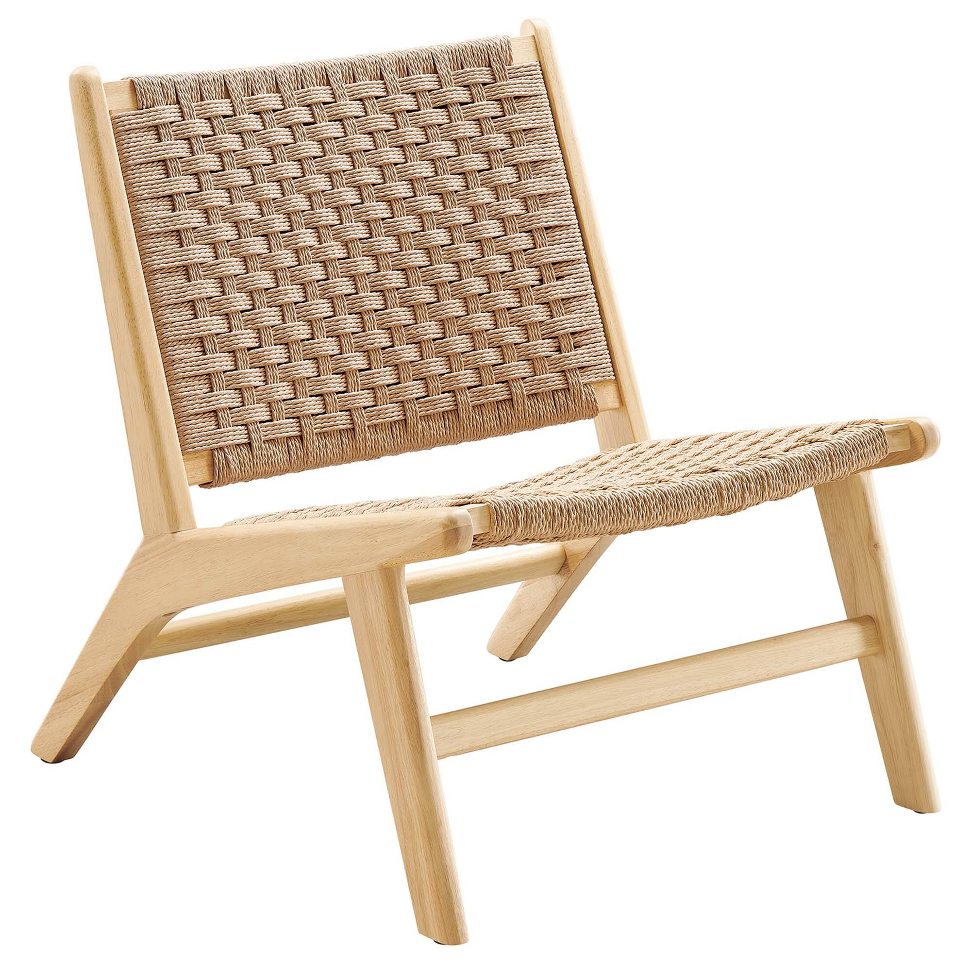 Angle. Modway - Saoirse Woven Rope Wood Accent Lounge Chair by Modway - Natural Natural.